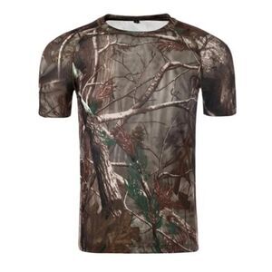 Mens Camo Hunting Short Sleeve Shirt Quick Dry Sun Protection Athletic Shirts US
